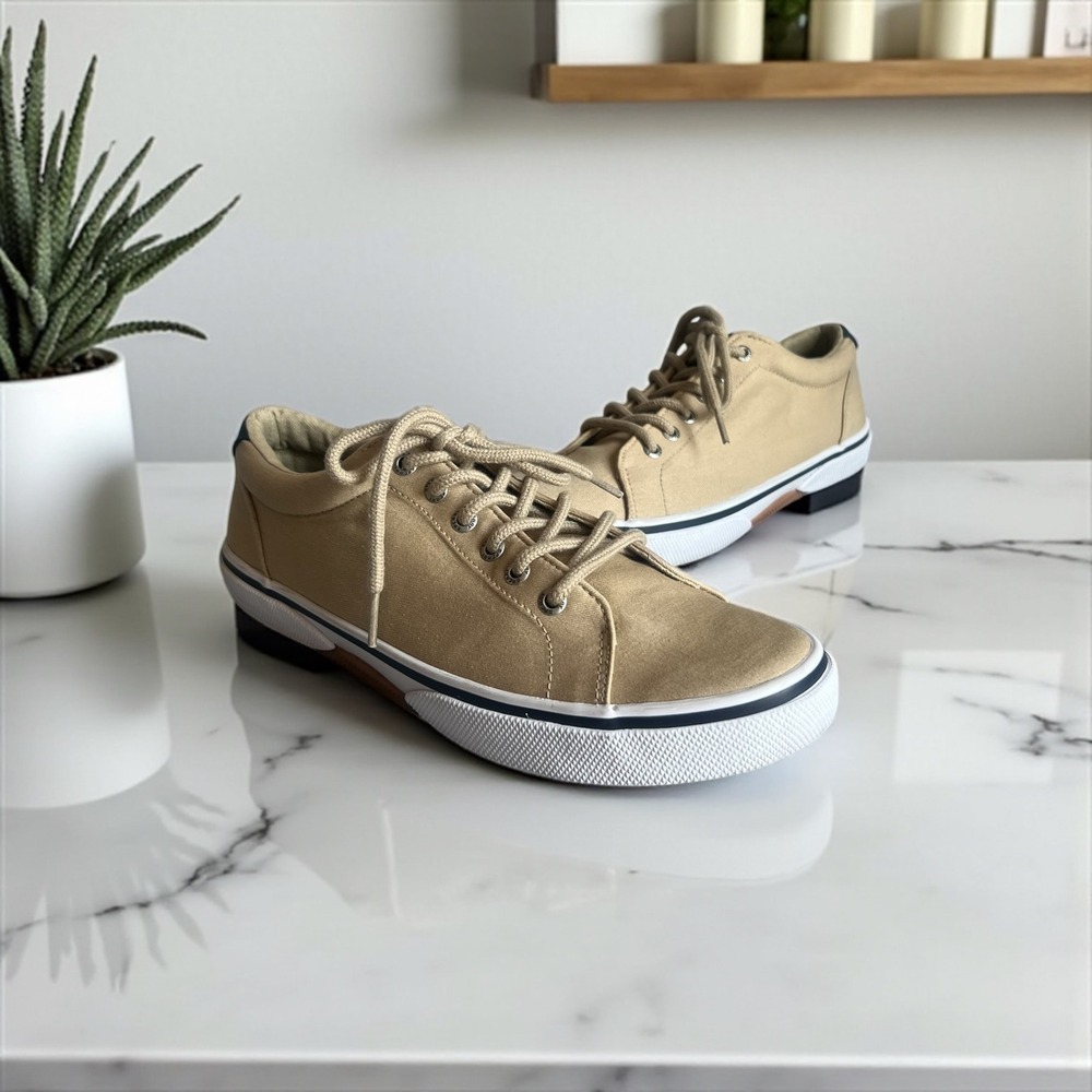 Canvas Sneakers Men's‎ Tan Lace Up Casual Low Top Comfort Shoes Size 9M